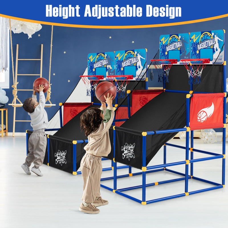 Kids Arcade Basketball Game Set with 4 Basketballs and Ball Pump