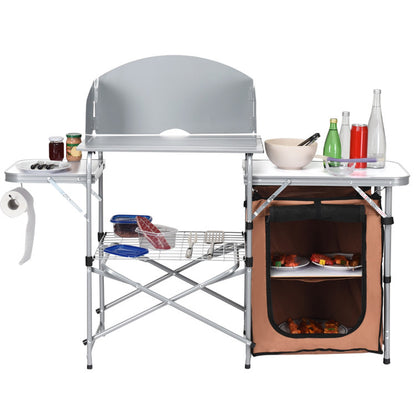 Outdoor BBQ Portable Grilling Table with Windscreen Bag