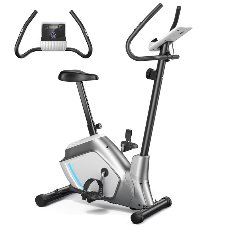 Magnetic Stationary Upright Exercise Bike with LCD Monitor and Pulse Sensor