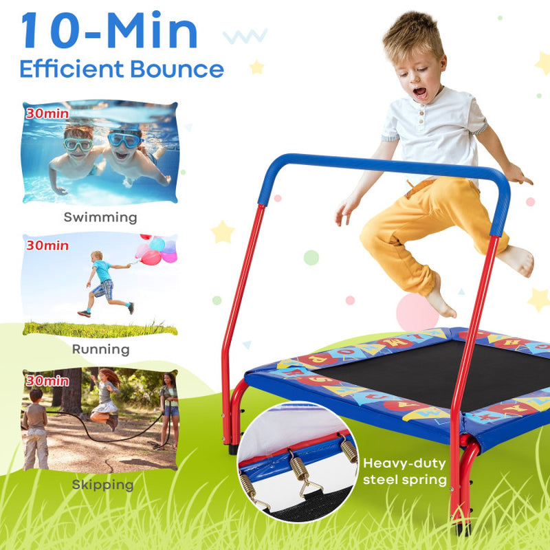 36 Inch Kids Indoor Outdoor Square Trampoline with Foamed Handrail