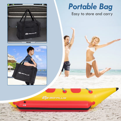 3-Person Inflatable Banana Boat with Electric Air Pump Carrying Bag and Repair Kit