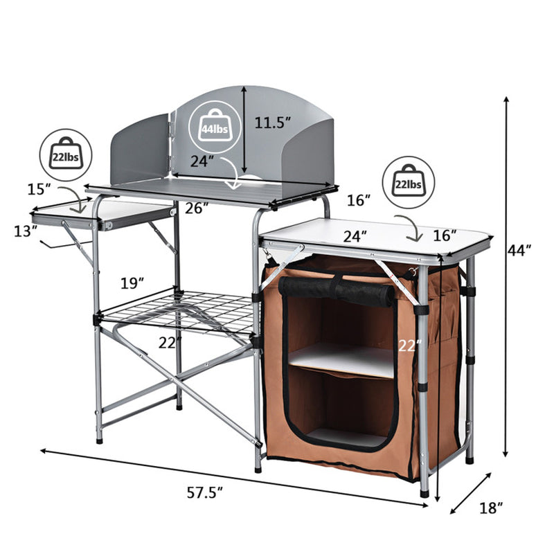 Outdoor BBQ Portable Grilling Table with Windscreen Bag