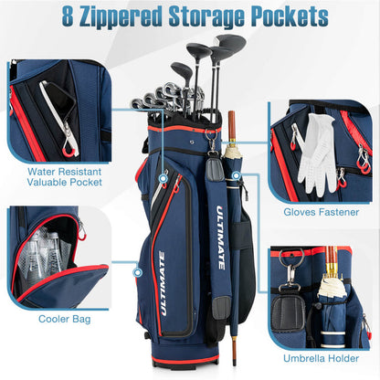 9.5 Inch Golf Cart Bag with 14 Way Dividers Top Organizer