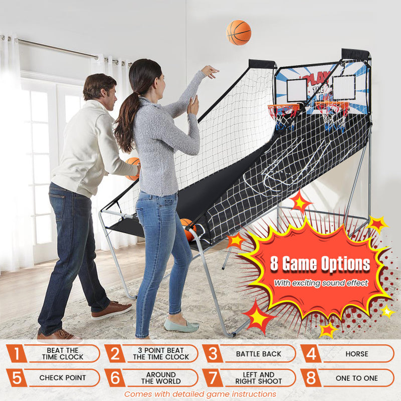 Foldable Dual Shot Basketball Arcade Game with Electronic Scoring System