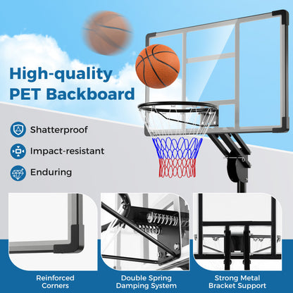 4.9-10 Feet Adjustable Basketball Hoop with Shatterproof Backboard