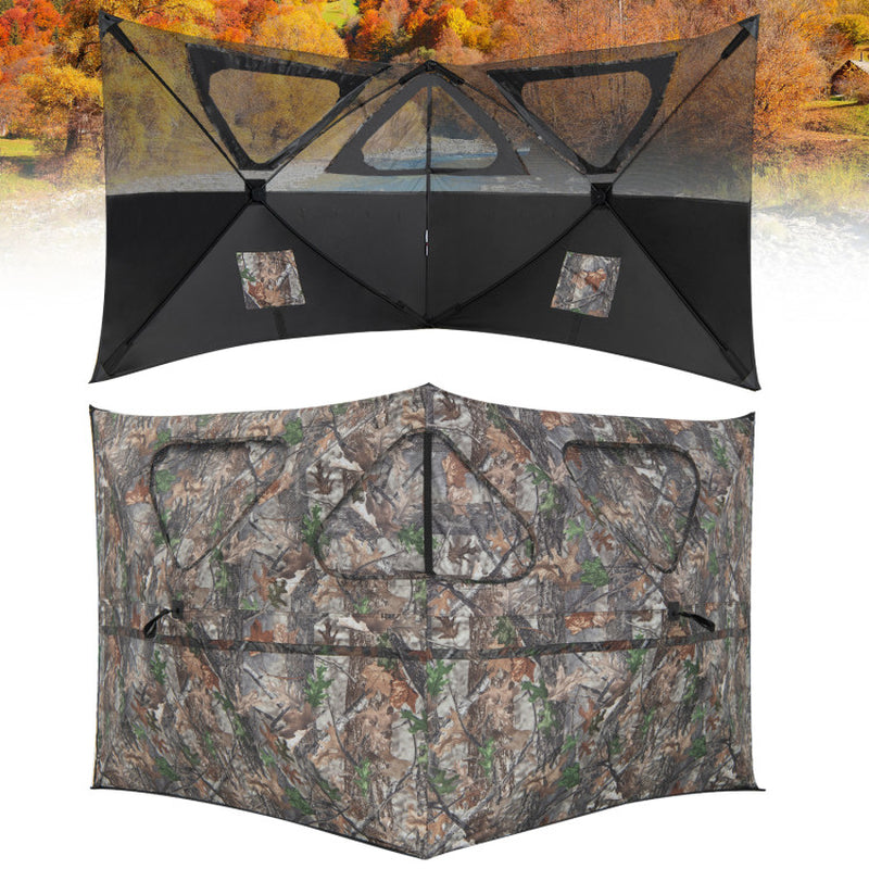 2-Panel Hunting Ground Blind Pop up Fence with 3 Shoot through Ports