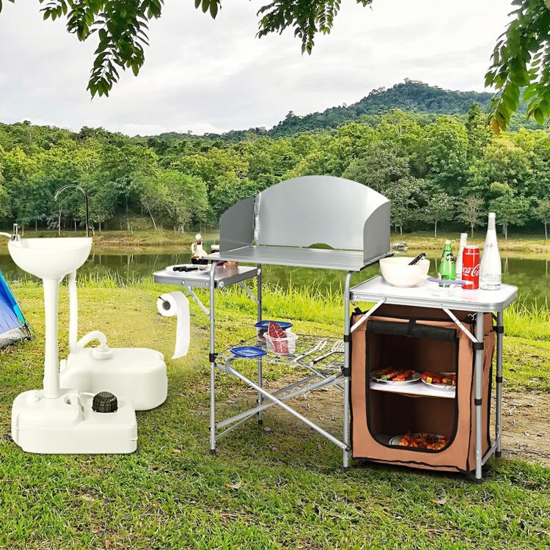 Outdoor BBQ Portable Grilling Table with Windscreen Bag