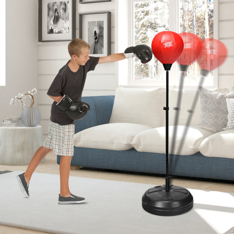 Adjustable Height Punching Bag with Stand plus Boxing Gloves for Both Adults and Kids