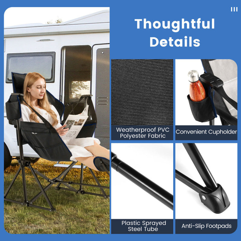 Hammock Camping Chair with Retractable Footrest and Carrying Bag