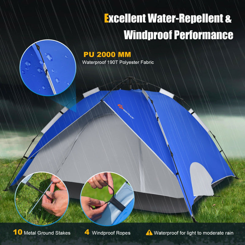 2-In-1 4 Person Instant Pop-Up Waterproof Camping Tent