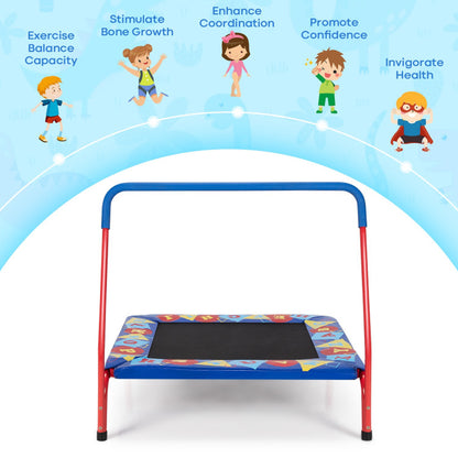 36 Inch Kids Indoor Outdoor Square Trampoline with Foamed Handrail