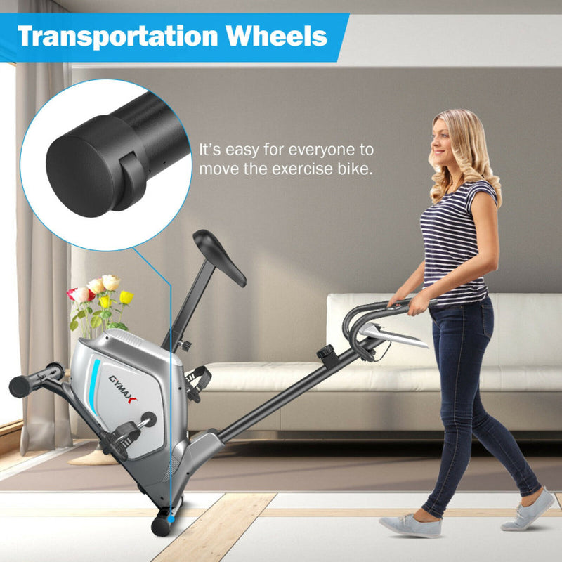 Magnetic Stationary Upright Exercise Bike with LCD Monitor and Pulse Sensor