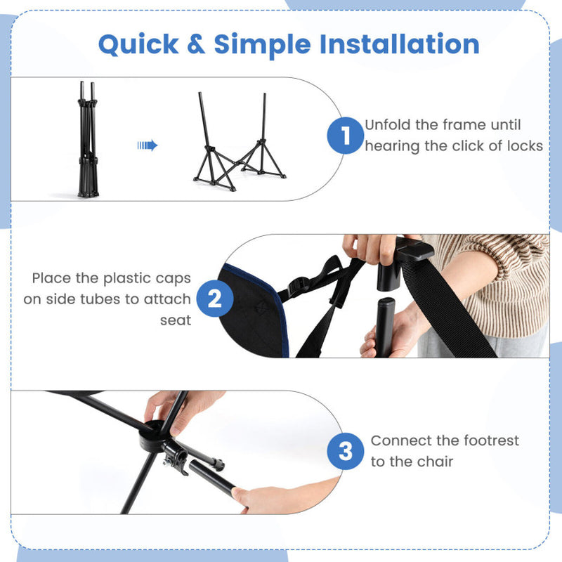 Hammock Camping Chair with Retractable Footrest and Carrying Bag