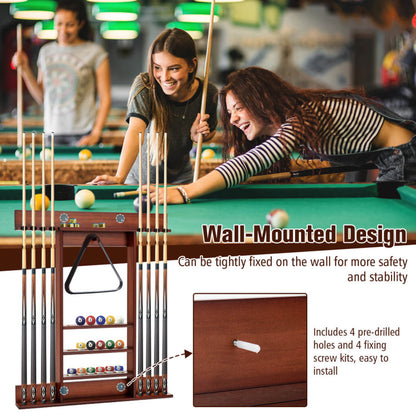 Wall-Mounted Billiards Pool Cue Rack Only