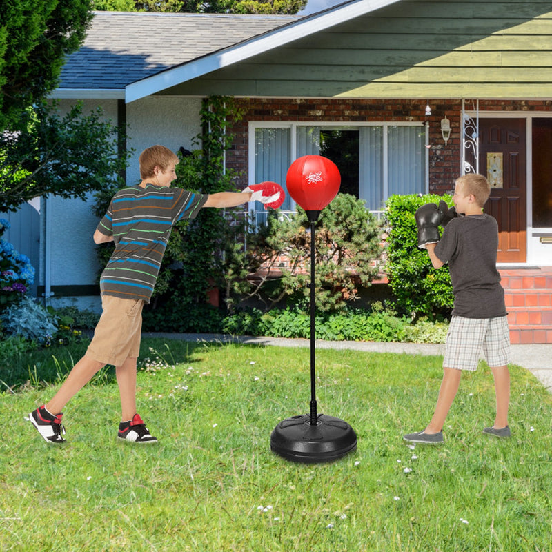 Adjustable Height Punching Bag with Stand plus Boxing Gloves for Both Adults and Kids