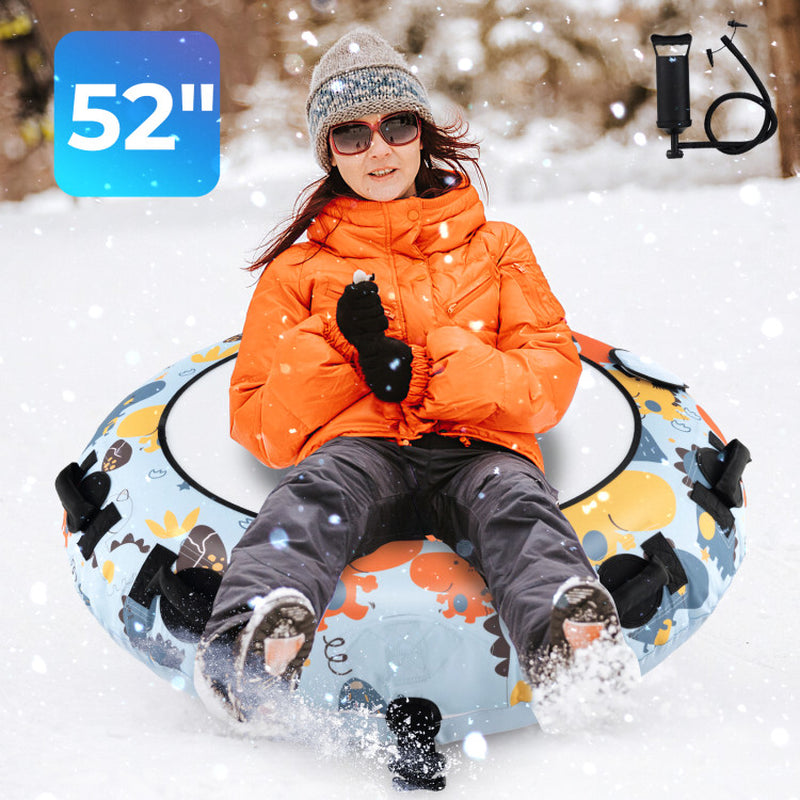 52 Inch Inflatable Snow Sled with Cold-Resistant and Heavy-Duty Material