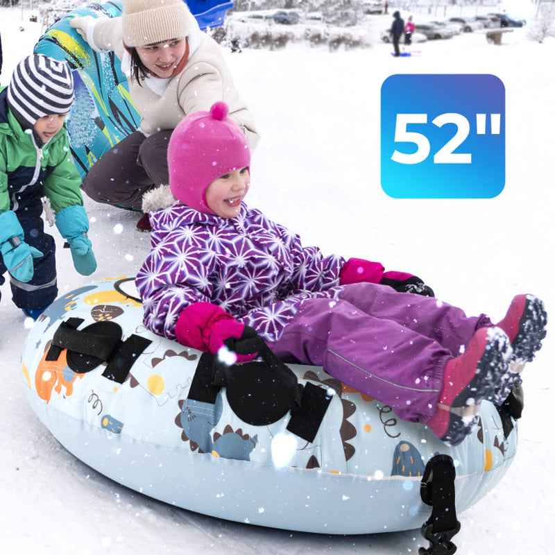 52 Inch Inflatable Snow Sled with Cold-Resistant and Heavy-Duty Material