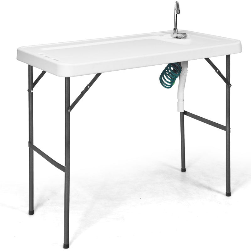 Folding Cleaning Sink Faucet Cutting Camping Table with Sprayer