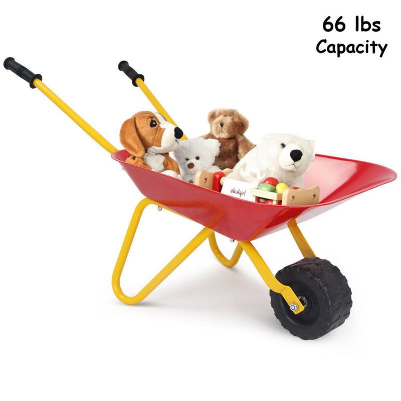 Outdoor Garden Backyard Play Toy Kids Metal Wheelbarrow