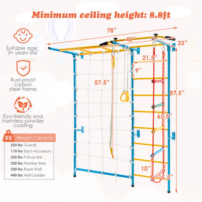 7 in 1 Kids Indoor Gym Playground Swedish Wall Ladder