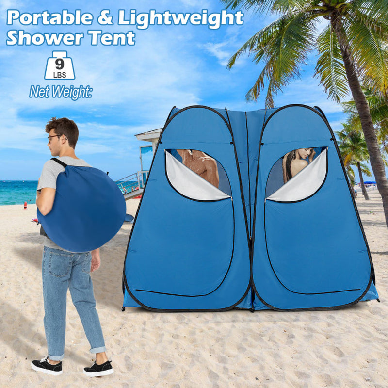 Oversized Pop up Shower Tent with Window Floor and Storage Pocket