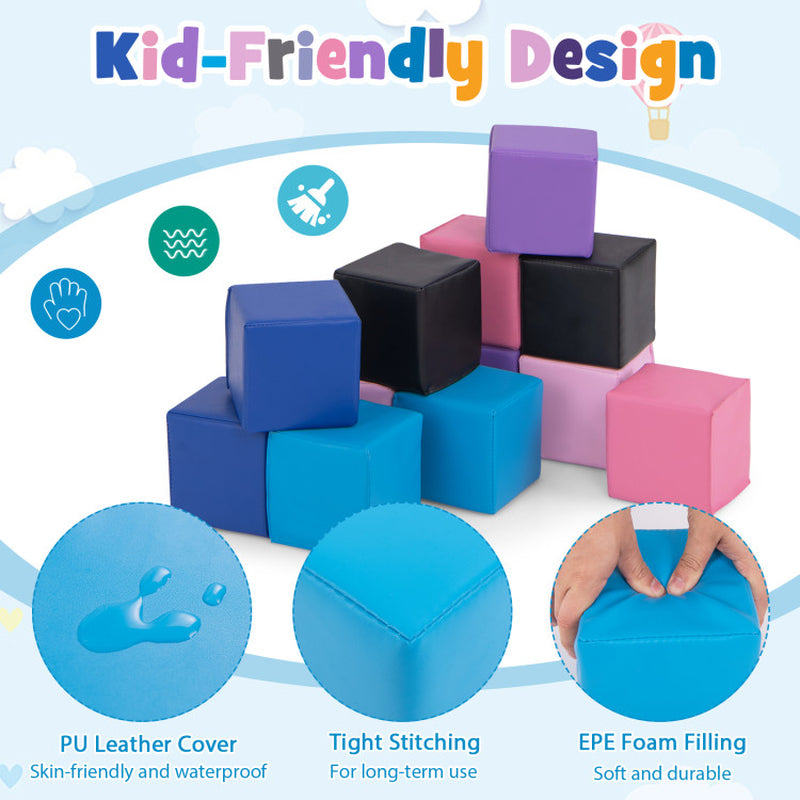 12 Pieces Soft Foam Building Blocks Climbing Foam Cubes Set for Kids