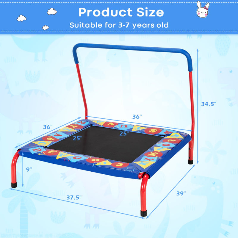 36 Inch Kids Indoor Outdoor Square Trampoline with Foamed Handrail