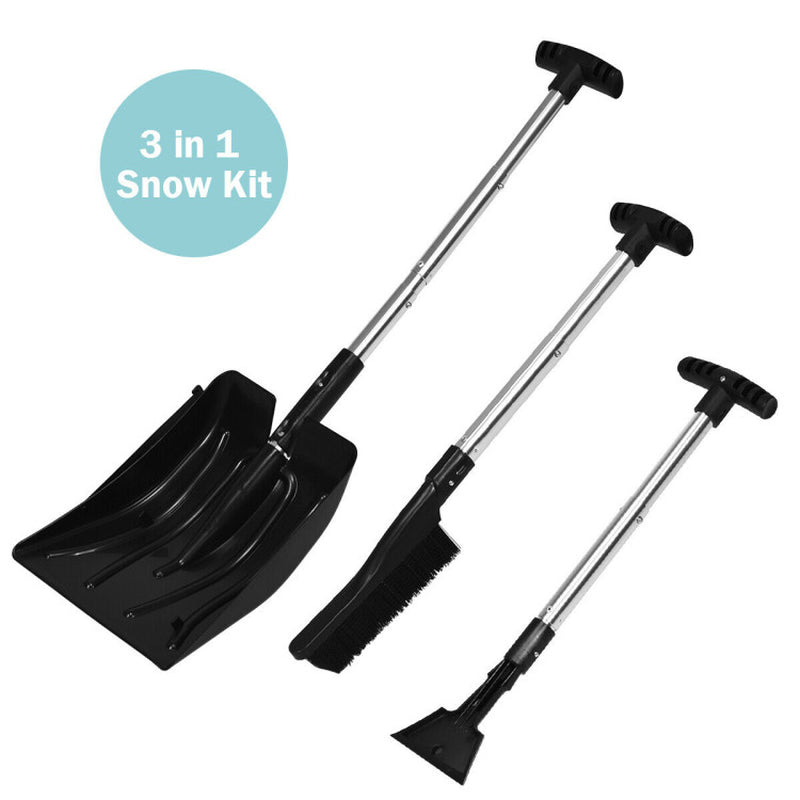 3-In-1 Snow Shovel with Ice Scraper and Snow Brush