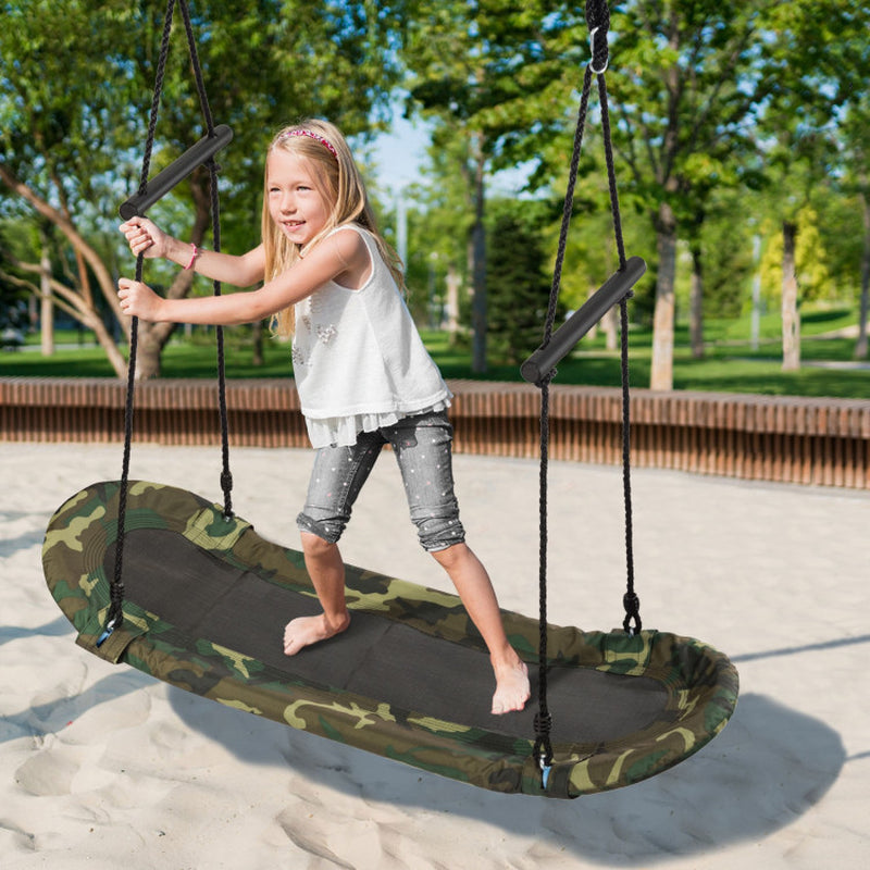 Saucer Tree Swing Surf Kids Outdoor Adjustable Oval Platform Set with Handle