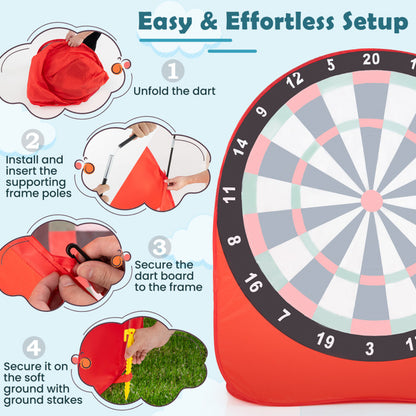 Large Dart Board for Kids with 4 Kick Balls