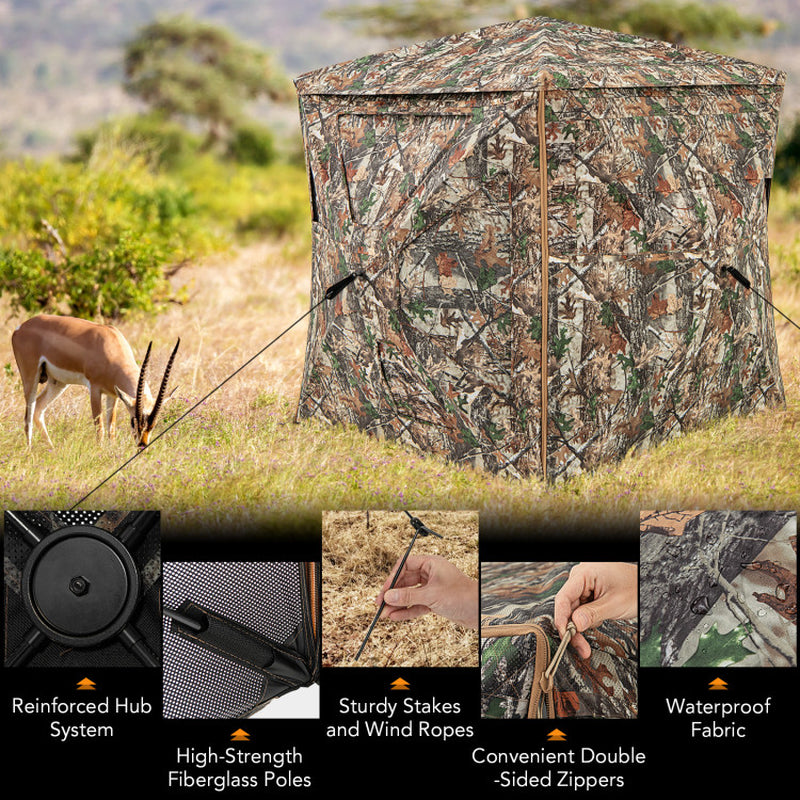 5-IN-1 Detachable Hunting Blind for 2-3 People with Skylight