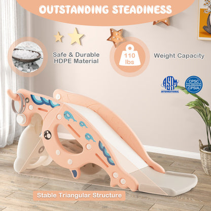 4-In-1 Kids Slide Rocking Horse with Basketball