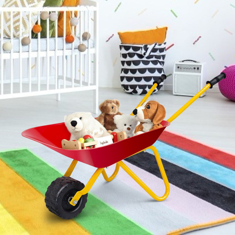 Outdoor Garden Backyard Play Toy Kids Metal Wheelbarrow