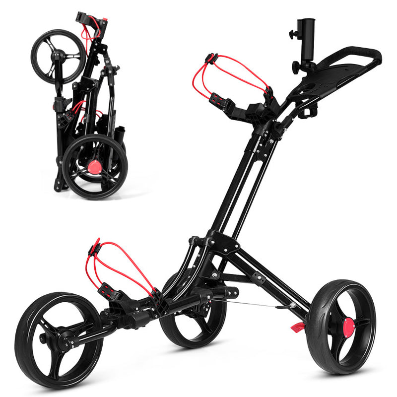 Foldable 3 Wheel Golf Pull Push Cart Trolley