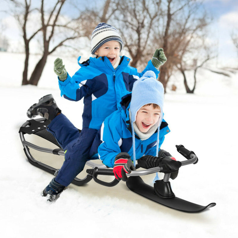 Snow Racer Sled with Textured Grip Handles and Mesh Seat