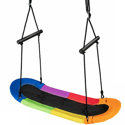 Saucer Tree Swing Surf Kids Outdoor Adjustable Oval Platform Set with Handle