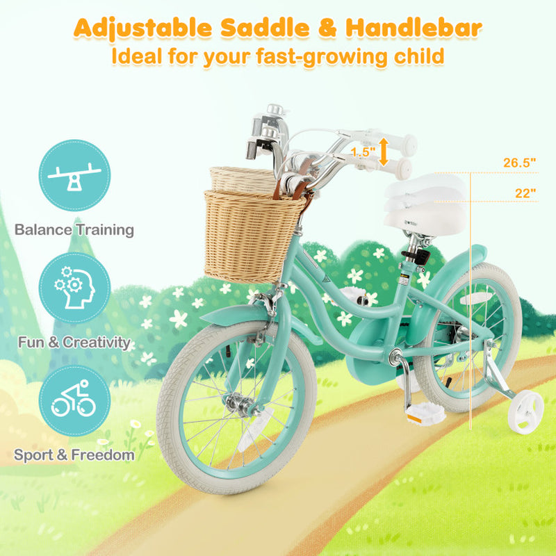 16-Inch Kids Bike with Adjustable Handlebar for Girls Boys Ages 4-7