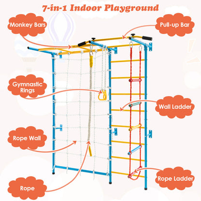 7 in 1 Kids Indoor Gym Playground Swedish Wall Ladder