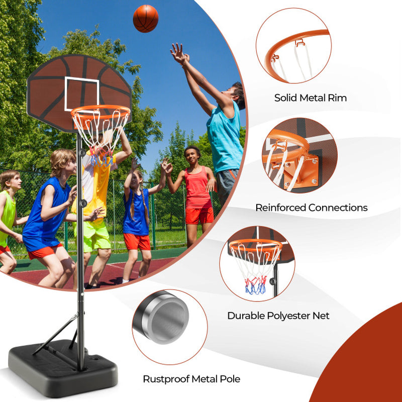 Basketball Hoop 5.6-6.5 FT Height Adjustable for Kids with Shatterproof Backboard