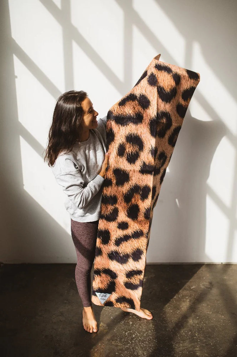 Foldable Suede Yoga Mat Leopard  Travel Mat