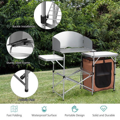 Outdoor BBQ Portable Grilling Table with Windscreen Bag